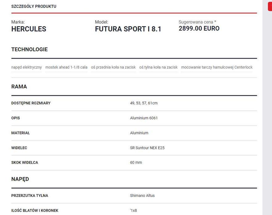 Hercules Rower Electryczny