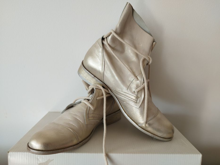 Botki damskie Zalmet - złote, nowe rozmiar 37
