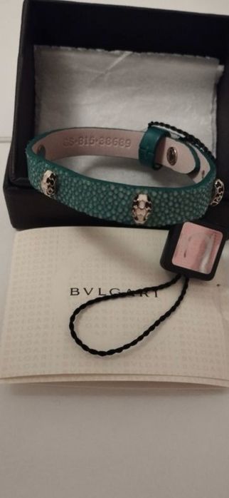 Pulseira em Couro Verde Bvlgari original.