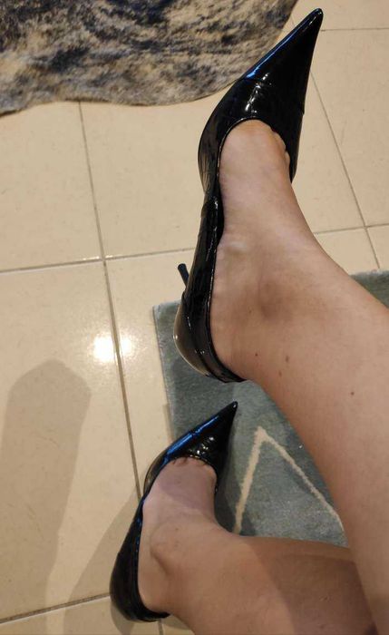 Sapato senhora tam 35-36 couro legítimo laqueado