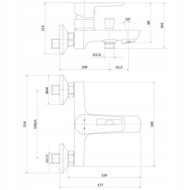 Bateria łazienkowa Cersanit Solution Mille White chrom S951-008