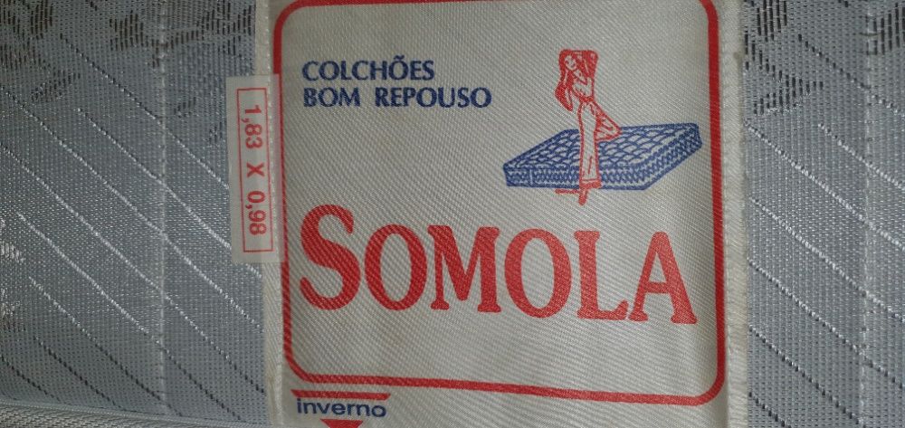 Cama individual em madeira maciça Pinho Mel com estrado e colchão