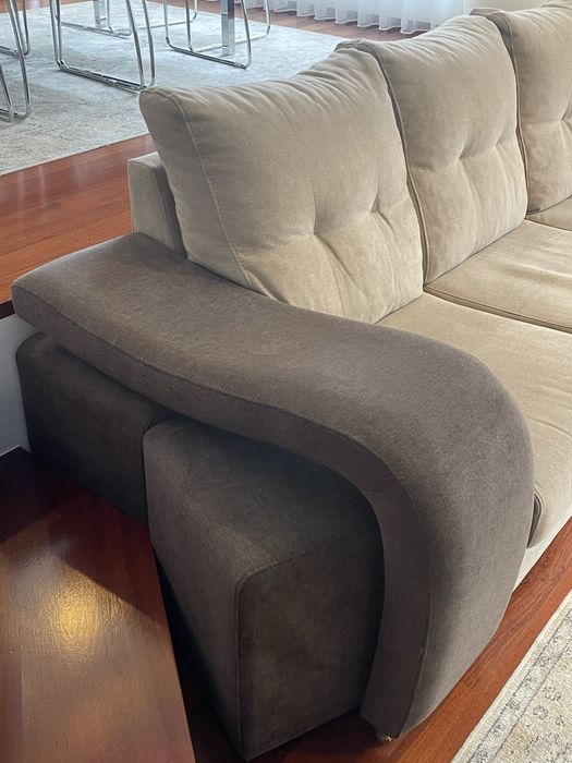 Sofá grande beje/castanho