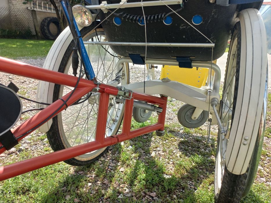 rower z wózkiem tandem riksza