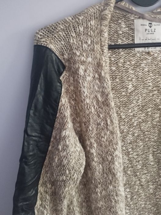 Jesienny długi sweter damski M 38 L 40 jak nowy kardigan narzutka