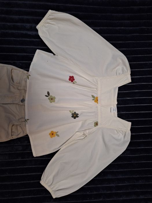 Святковий комплект, блузка, джинси кльош, зара