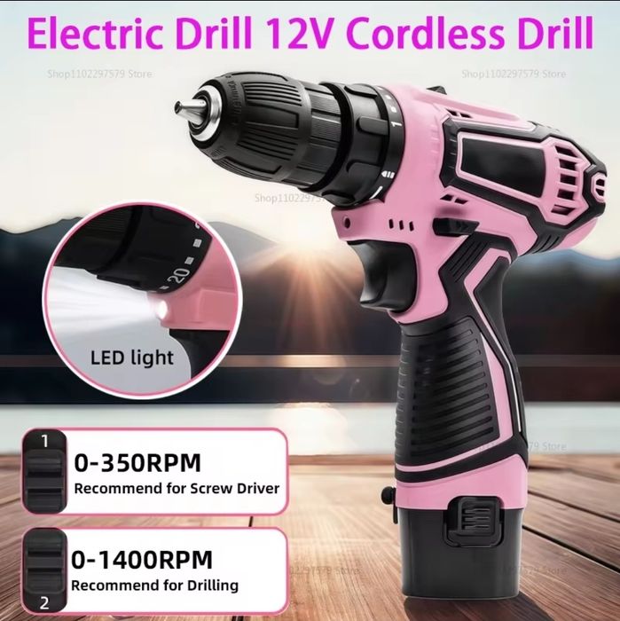 Aparafusadora Furadora 12V Cor de Rosa