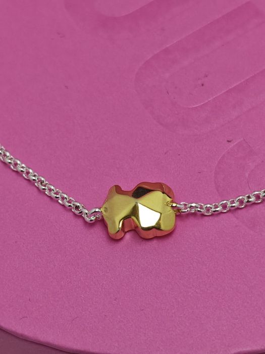 Bransoletka z misiem srebro i żółte srebro vermeil 925