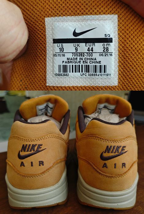 Nike Air Max 1 Leather Premium "Wheat Pack" 44 размер 28 см