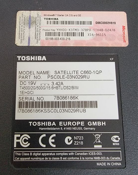 Toshiba Satellite C660-1QP 6GB ОЗУ состояние нового
Intel Pentium T450