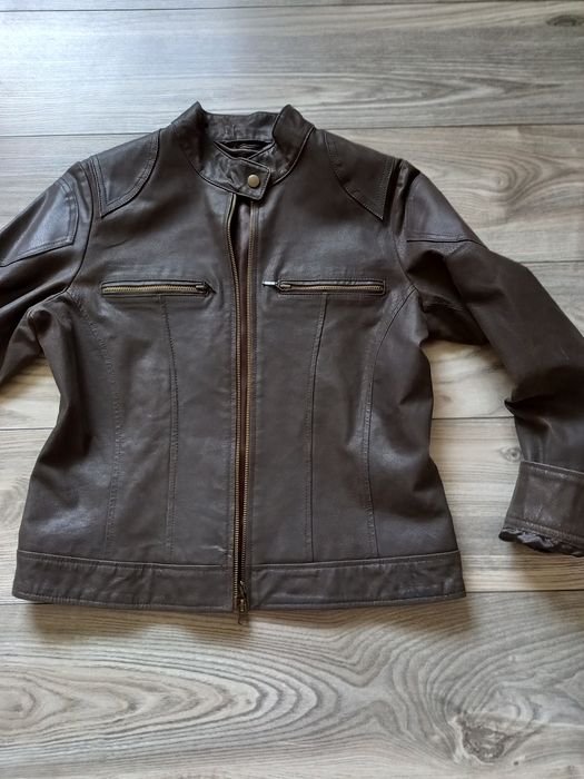 MARIE PHILLIPE 40/L skóra naturalna brąz na wiosnę nowa + chusta H&M