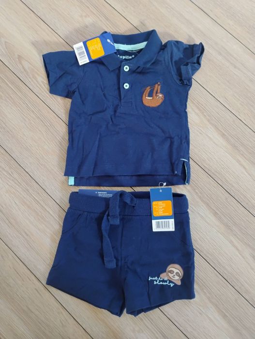 Komplet letni dla niemowlaka chłopca polo spodenki lato plaża NOWY