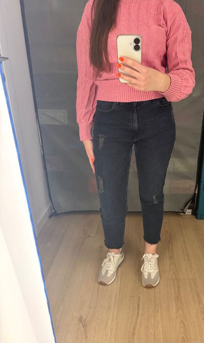 Szare czarne jeansy only z przetarciami S 36 27/32