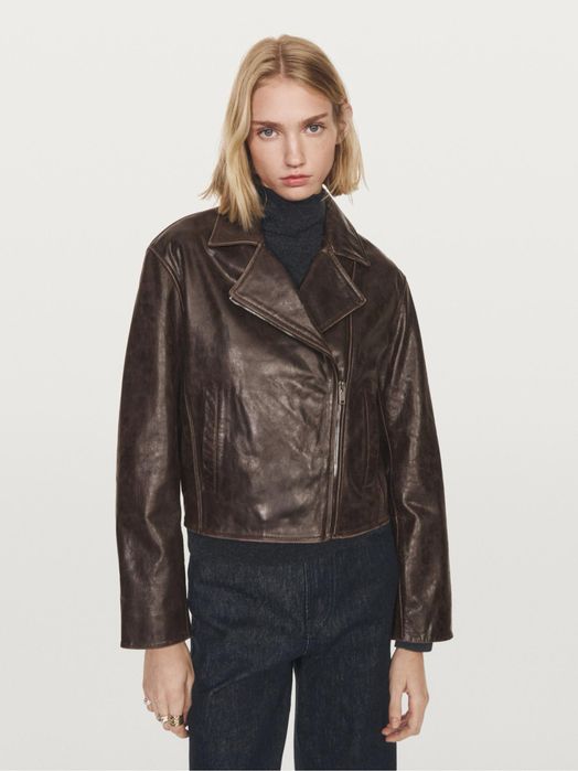 Шкіряна куртка косуха Massimo Dutti