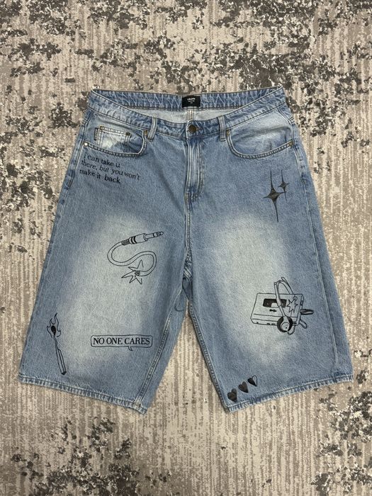 Джинсові шорти Cropp Baggy з принтом, розмір M
