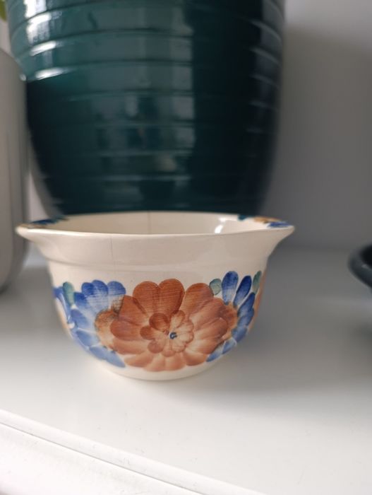 Miseczka miska wrocławek porcelana fajans kwiatki niebieskie brązowe