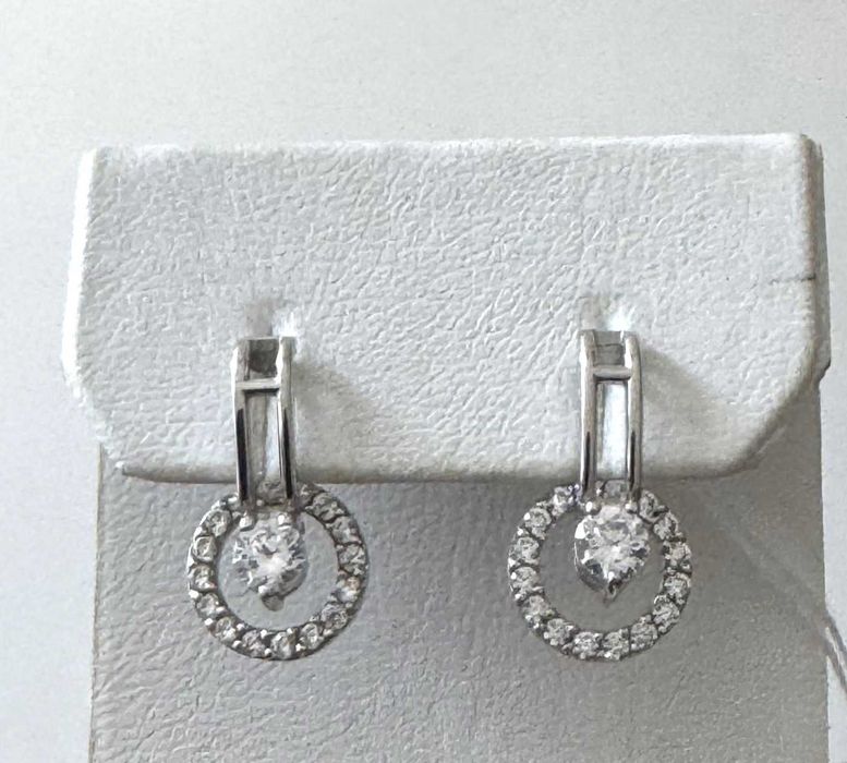Сережки з камінням із білого золота
