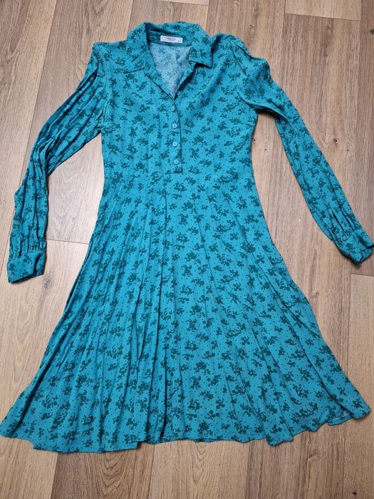 Sukienka Reserved 34 xs zielona kwiaty jak nowa