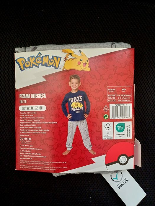 Piżama Pokemon rozmiar 110/116 (nowa)