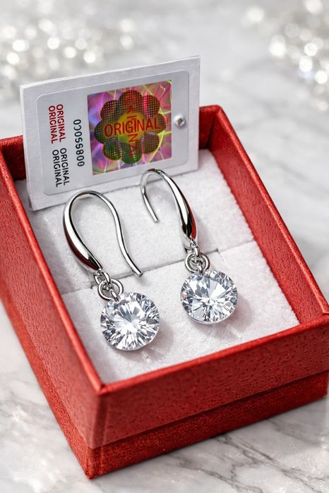 Родированое серебро 925 серьги стиль и роскошь, (Турция)+подарочная уп