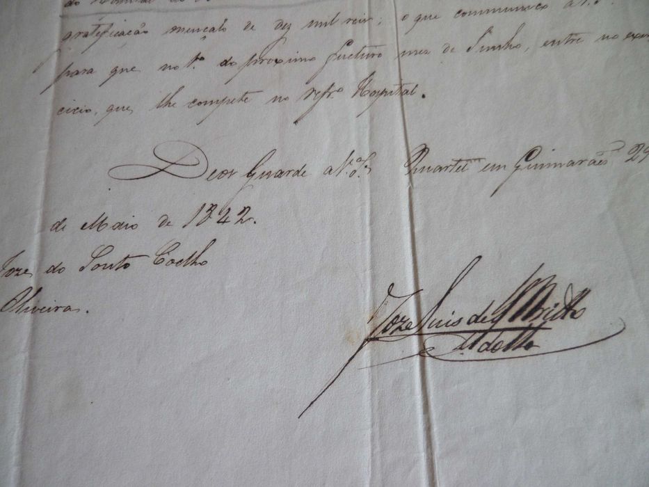 Documento Manuscrito, Ano 1842, Selo 'Branco'