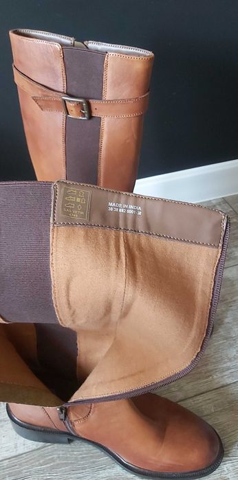 Kozaki skórzane karmelowe