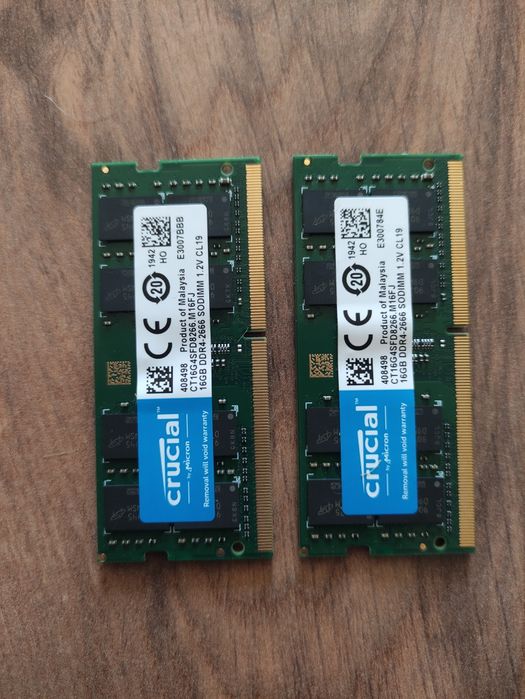 Оперативна пам'ять  Crucial 2х16gb ddr4 2666mhz so-dimm