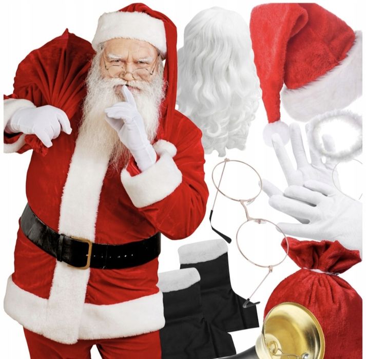 Strój kostium przebranie Mikołaja gwiazdora zestaw 14el