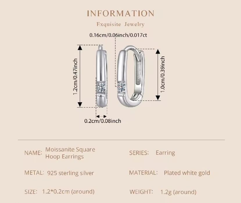 Срібні сережки з муасанітом 0.017ct срібло 925 серебро серьги