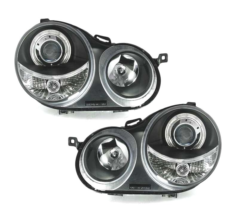 FARÓIS VOLKSWAGEN VW POLO 9N 01-05 ANGEL EYES FUNDO NEGRO