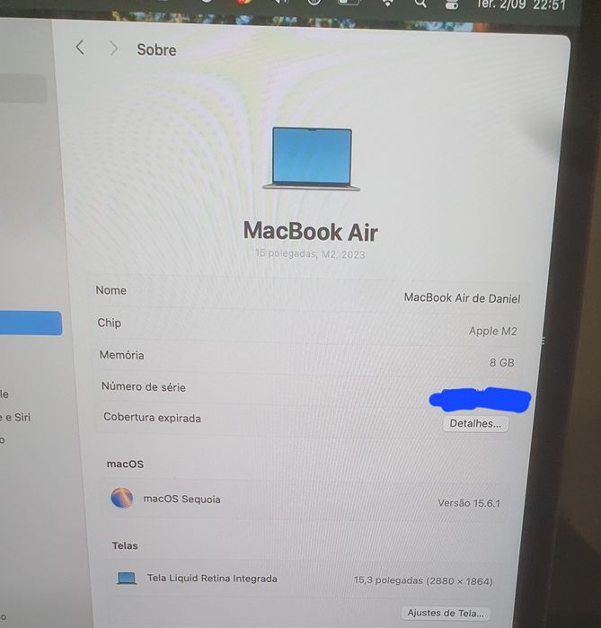 Macbook Air 15" M2 2023 (COMO NOVO)
