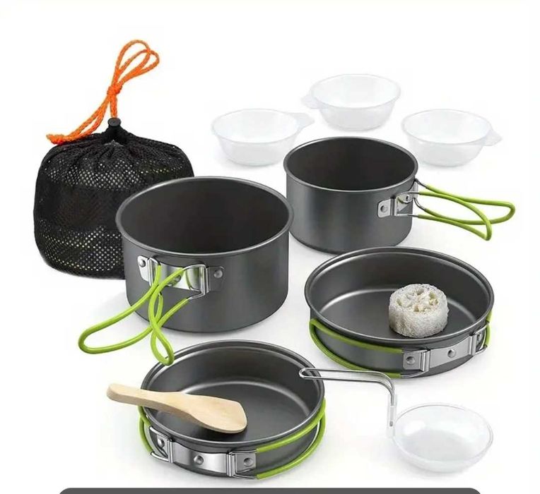 Котелок казанок походной и приборы. Набір посуду тактичний похідний.