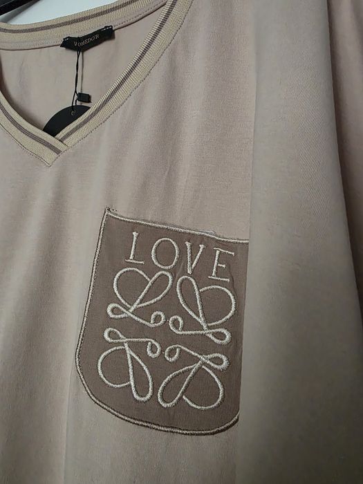 Cudna bawełniana tunika wysoka jakość haft plus size 50 52
