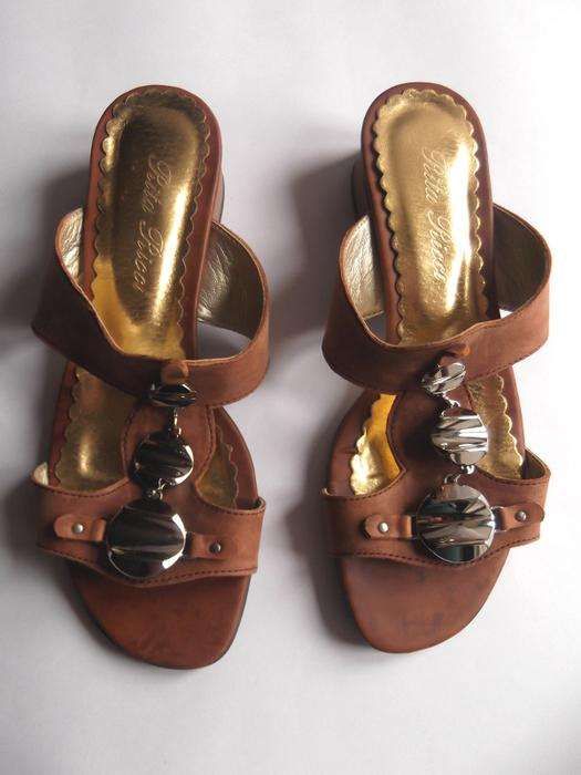 buty klapki vintage etno boho hippie caramel skóra naturalna