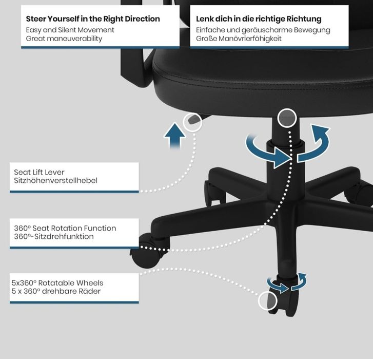 Krzesło biurowe, fotel  na kółkach, regulowane