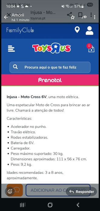 Mota eletrica Injusa cross 6v