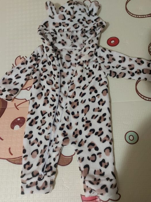 Плюшевий теплий леопардовий ромпер чоловічок 3-6 міс