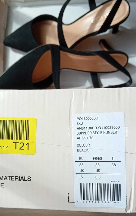 Czarne czółenka z paskiem rozmiar 38 Anna Field