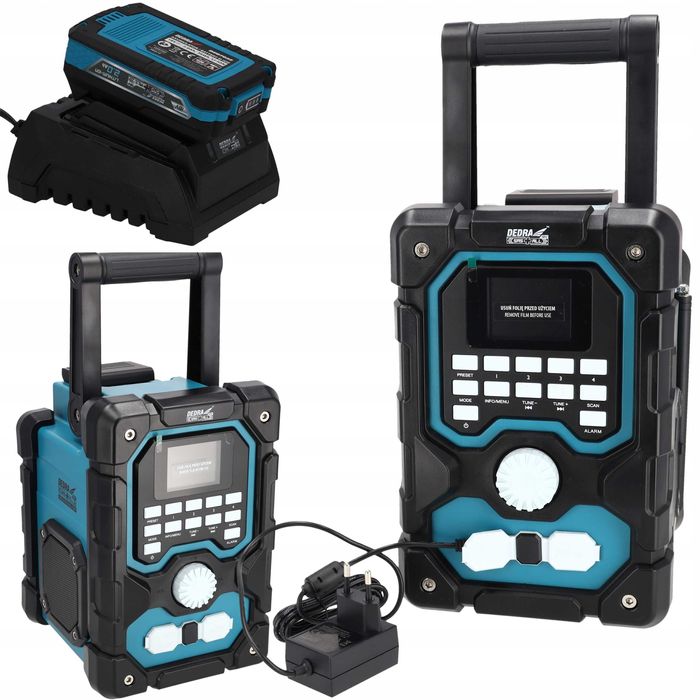 RADIO budowlane Dedra SAS+ALL DAB+FM zasilacz, akumulator 2Ah, ładowar