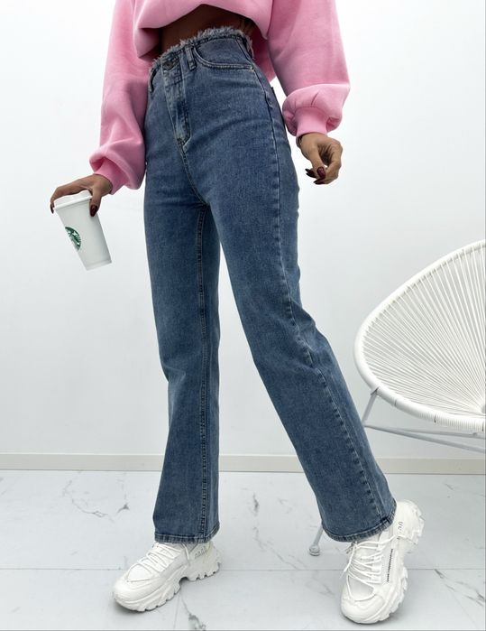 Jeansy wysoki stan, prosta nogawka s-xl