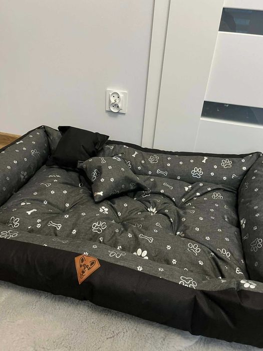 Legowisko dla psa M 100x75 szare wodoodporne – dwie poduszki gratis