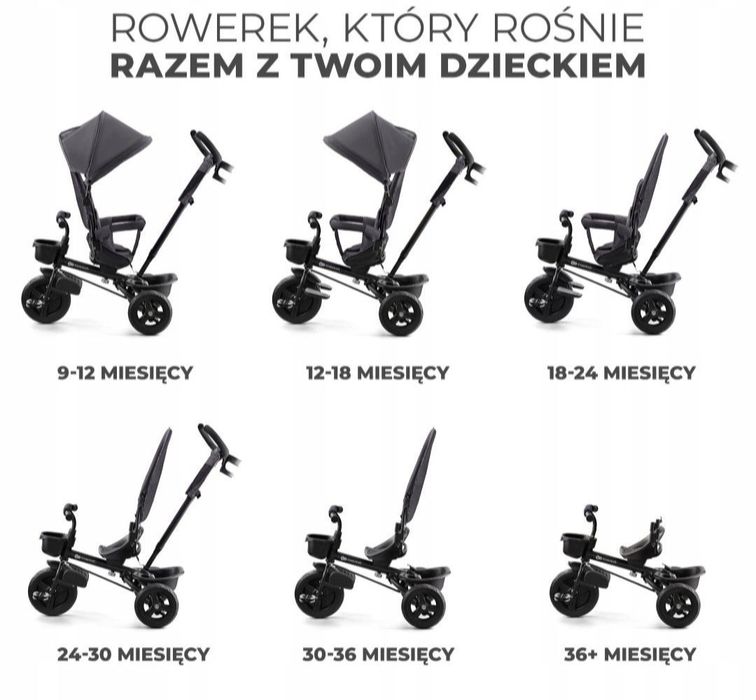 Kinderkraft Aveo rowerek trójkołowy, pchacz z akcesoriami