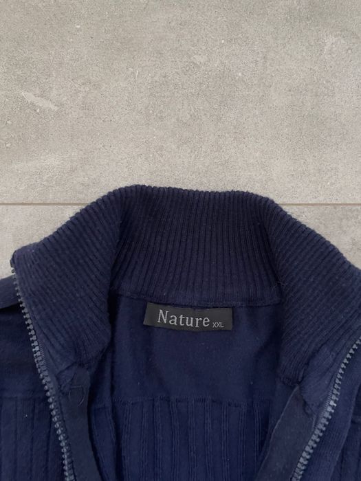 Granatowy sweter zapinany Nature, S • wełna, elegancki
