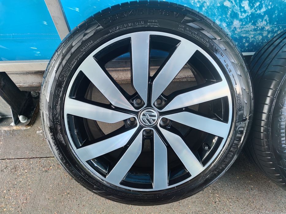 Koła: Felgi 18" 5x112 Oryginalne Volkswagen, Opony letnie Continental