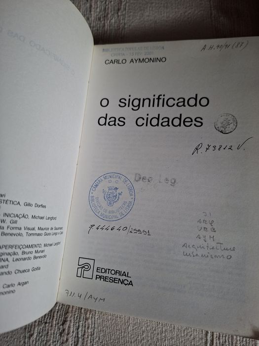 livro de arquitetura O Significado das Cidades