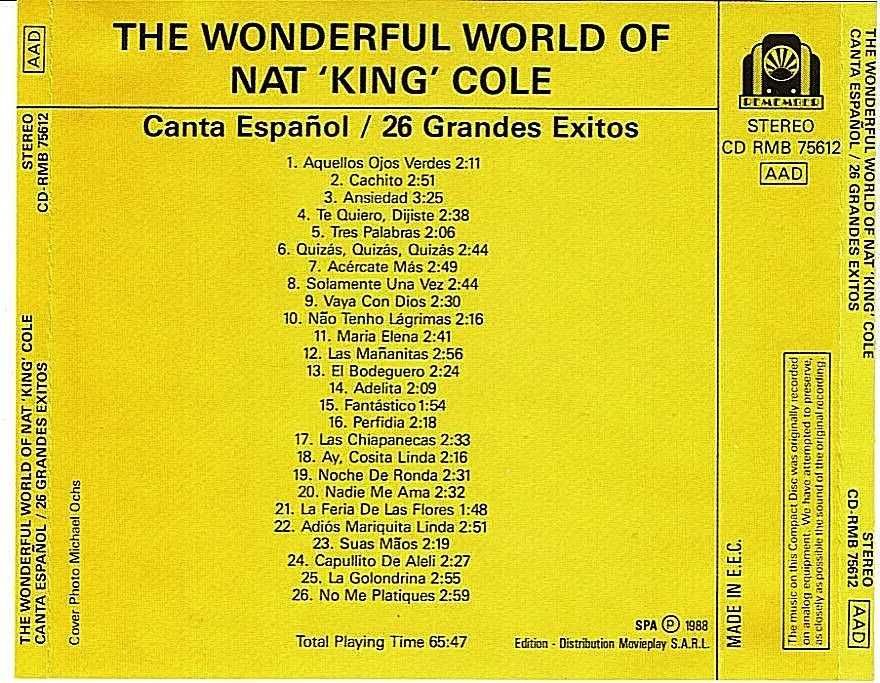 Nat 'King' Cole - The Wonderful World  Canta Espanol - CD