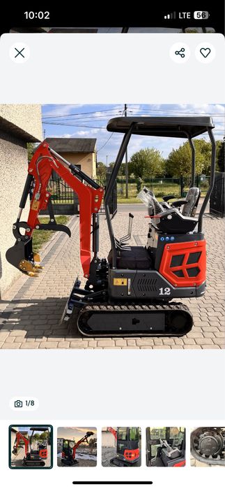 Minikoparka SANMAR S-M12S kubota,zwolnice,skretne ramie,kabina