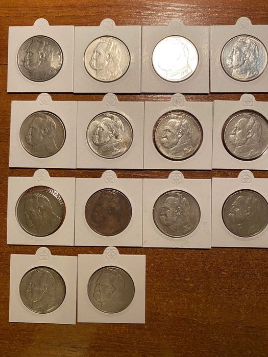 10 zł Piłsudski roczniki 1934 i 1938 jeden z 1937, łącznie 14 sztuk