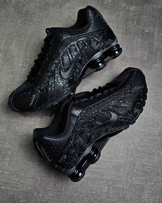(БЕЗ ПЕРЕДОПЛАТИ) Nike Shox R4 Black Floral найк шокс чорні з принтом