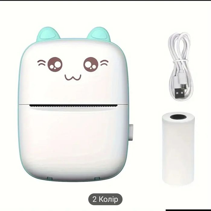 Міні термопрінтер новий з голубим обідком